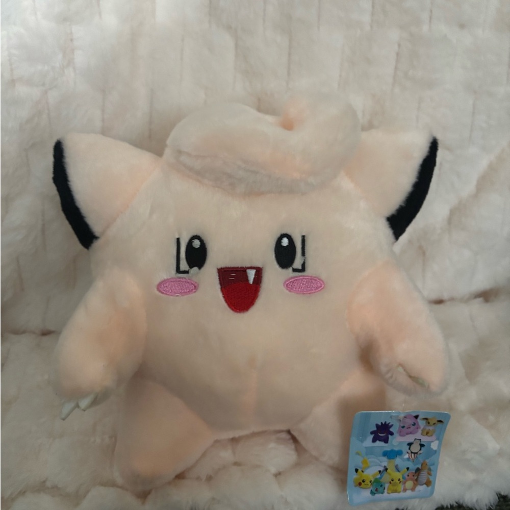 Pokemon Clefairy Plush Soft Pink with Black Ear Tips